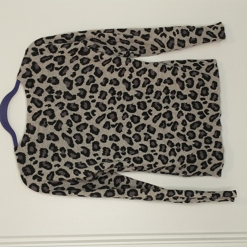 Cynthia Rowley grey black animal print cashmere sweater - Picture 6 of 6